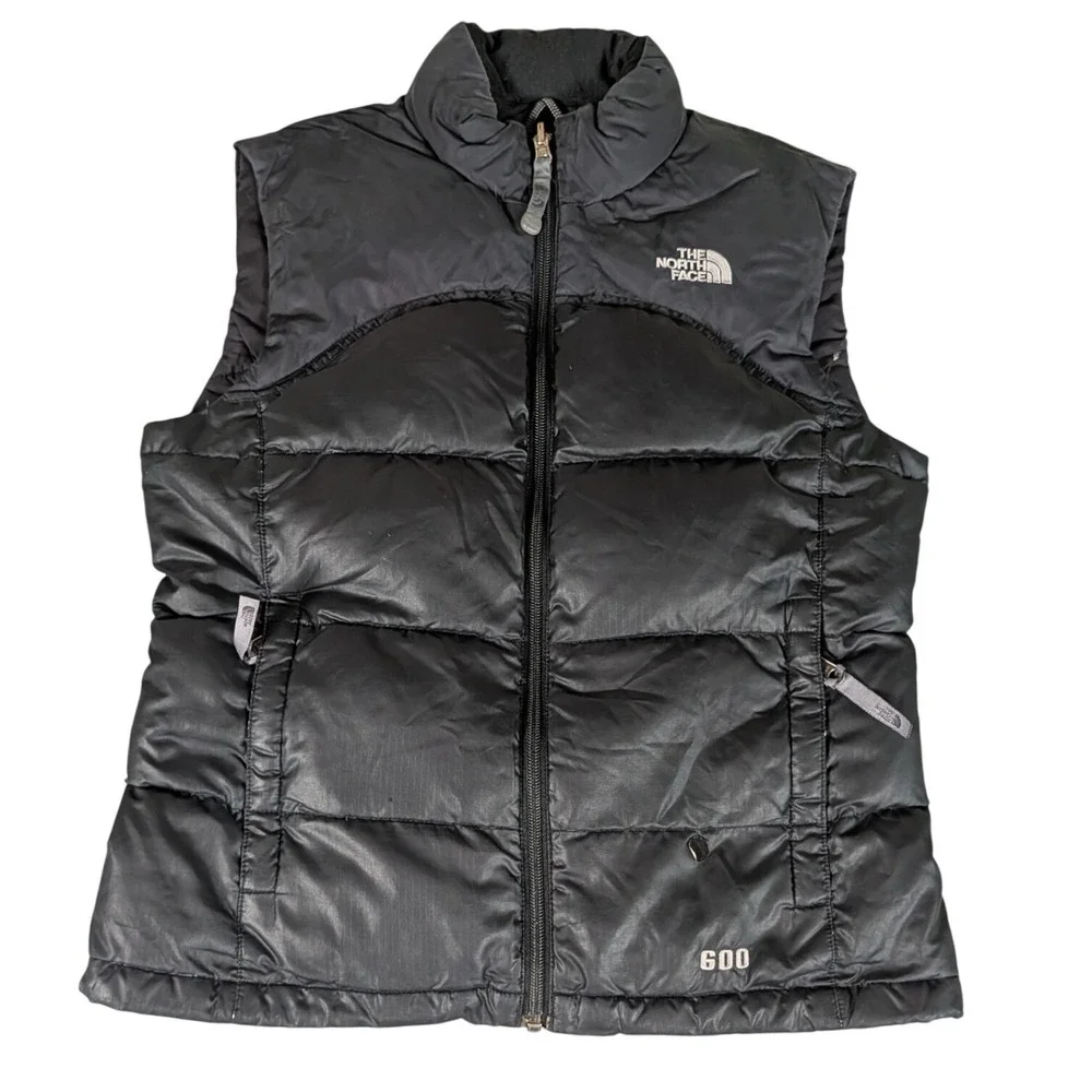 The North Face Girls 600 Fill Down Puffer Vest Black Ripstop Full Zip M